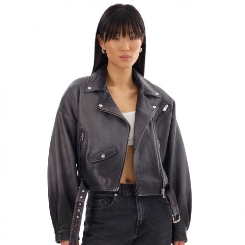 Blouson Perfecto Cuir Agneau Oversize - LAURÉA